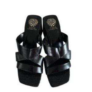 Vince Camuto Jestimel Black Leather Sandal 10